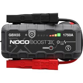 NOCO Boost X GBX55 1750A 12V UltraSafe Lithium Jump Starter، حزمة معززة لبطارية السيارة، شاحن Powerbank USB-C، وكابلات توصيل لما يصل إلى 7.5 لتر من الغاز ومحركات الديزل 5.0 لتر