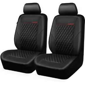 CAR PASS Quilting Leather Seat Covers Full Set,Universal Waterproof Deluxe PU Premium Car Seat Cover with 5mm Composite Sponge Inside,Airbag Compatible,2zipper Bench for Sedans SUVs Trucks Vans,Gray