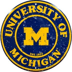 Hang Time University of Michigan Embossed Retro Circle Sign