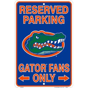 HangTime Florida Gators Fans Reserved Parking Sign Metal 8 x 12 embossed Team Colors