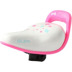 Glerc Kids Bike Seat Saddle with Parent Handle Accessories Fit for 12 14 16 18 20 inch Girls & Boys Road City BMX Mountain Cruiser Bicycle, White/Pink/Black