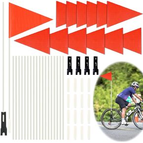 Bike Flag 12 Pcs 6 Feet High Visibility Safety Flag with Heavy Duty Fiberglass Flag Pole Tear-Resistant Polyester Bicycle Flag and Cycling Handlebar USA Flag Waterproof Cycle Flag with Bracket