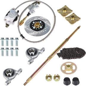 32 Go Kart Axle Kit with Shaft + Hub+ Chain+ Brake Master Cylinder + Sprocket Replacement for Go Kart ATV