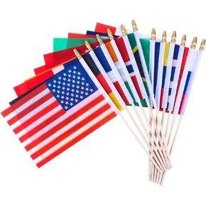 100 Countries Small Mini Flags on Stick, International World Country Hand Held Flags, Latin America hispanic country European Asia Africa Flags Party Decorations for Olympic Games Parades World