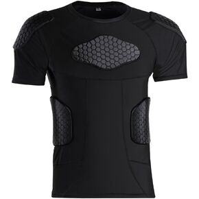 Men’s Padded Shirts Short Sleeve Compression T Shirt Rib Chest Protective Gear