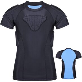Youth Rib Protector Padded Football Chest Baseball Youth Padded Compression Shirt for Shoulder Heart Guard