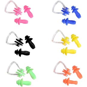 6 Packs Kids Swimming Nose Clips 6 Pairs Silicone Swimming Earplugs Swim Nose Plug Silicone Nose Clip Swimming Training Protector Plug Nose Pegs for Swimming Men Women Adult Children Beginners