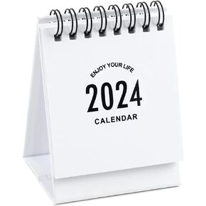 Mini Desk Calendar 2024-2025 - July 2024 until Dec 2025 Small Desktop Calendar Mini Daily Schedule Thick Paper Twin-Wire Binding with Stickers for Home Office School (Black-white)