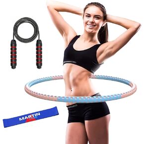 M@C Hula Hoop for Adults | | Weighted Hula Hoop with Jump Rope and Resistance Band | 6 Section Detachable Hoola Hoops | Adjustable 2lb-3lb up to 4.4lb Weighted Hula Hoops for Women