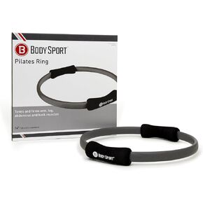 حلقة بيلاتيس رياضية للجسم مع مقابض مبطنة بالفوم لنحت الفخذين والقلب والذراعين والمزيد، رمادي in Kuwait