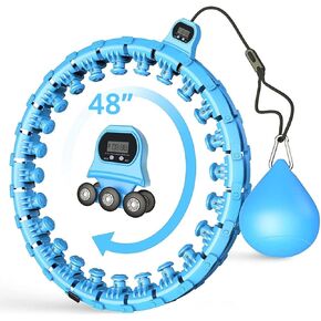 طوق هولا هوب الذكي الموزون من إنفينيتي هوب - طوق التمرين، طوق إنفينيتي بحجم كبير للبالغين لفقدان الوزن، وتدليك لياقة البطن وممارسة الرياضة - 24 عقدة قابلة للفصل/عدد دوران ذكي، سلس 360 درجة in Kuwait