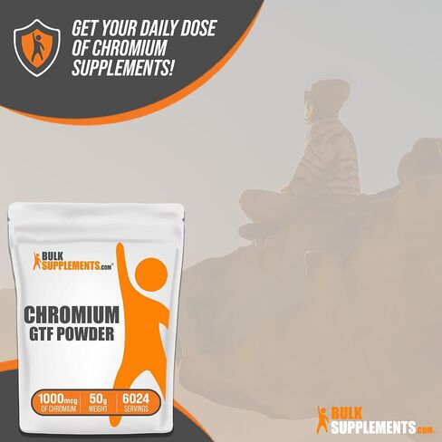BulkSupplements.com مسحوق الكروم GTF، كروم بولينيكوتينات - مسحوق الكروم GTF لدعم العضلات والمزاج، مكملات الكروم، خالية من الخميرة، 1000 ميكروجرام من الكروم، 250 جم (8.8 أونصة) in Saudi Arabia
