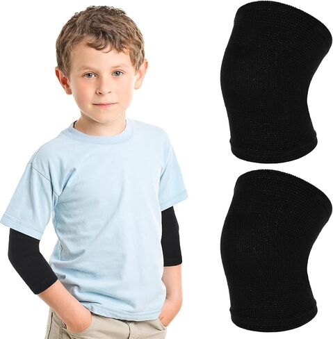 COMNICO Kids دعامة مرفق من النايلون متماسكة ضغط الذراع كم الصالة الرياضية الساعد دعم الفرقة وسادات الكوع للبنين الفتيات في سن المراهقة الشباب رفع الأثقال الرياضية (أسود) in Kuwait