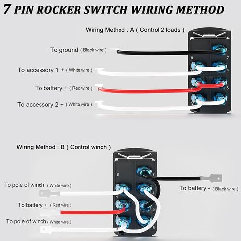 Rocker Switch ON Off ON Dual Push Switch DPDT 7Pin 12V 24V Switch Jumper Wires Winch Pump Switch for Cars Trucks Caravans Boats RV SUV ATV UTV (NAV/Anchor) in Saudi Arabia