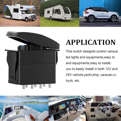 Rocker Switch ON Off ON Dual Push Switch DPDT 7Pin 12V 24V Switch Jumper Wires Winch Pump Switch for Cars Trucks Caravans Boats RV SUV ATV UTV (NAV/Anchor) in Saudi Arabia