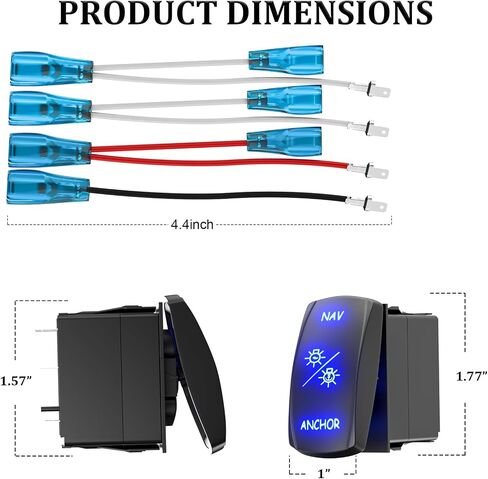Rocker Switch ON Off ON Dual Push Switch DPDT 7Pin 12V 24V Switch Jumper Wires Winch Pump Switch for Cars Trucks Caravans Boats RV SUV ATV UTV (NAV/Anchor) in Saudi Arabia