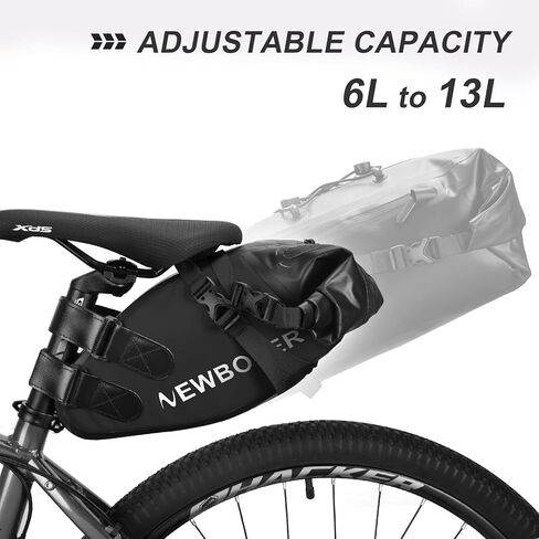 Bike Saddle Bag Large - Waterproof Bike Storage Bag 13L Reflective Bikepacking Bag, Bike Seat Bag for Mountain Road Bike Travel in Kuwait