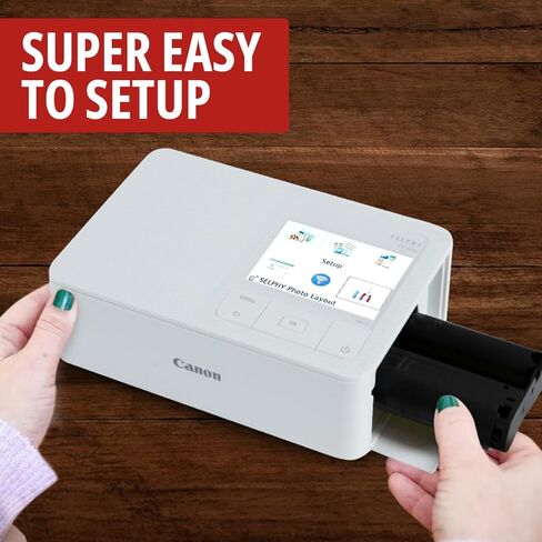 طابعة صور ZDIRECT Selphy CP1500 (أبيض) لاسلكية صغيرة الحجم، طابعة صور محمولة فورية مطبوعات 4x6 - حزمة طابعة صور iPhone/الهاتف + حبر ملون KP-108IN/مجموعة ورق 108 + قماش ألياف، USB in Kuwait