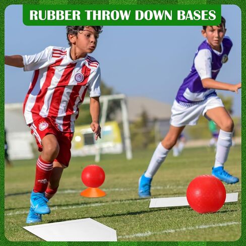 مجموعة Jenaai 12 قطعة من كرات البيسبول مع قواعد رمي قواعد البيسبول مع لوحة منزلية وقواعد مطاطية للإبريق لممارسة البيسبول مناسبة للملعب والفناء الخلفي ومضخة هواء ومخاريط خط كريهة in Kuwait