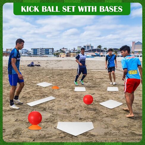 مجموعة Jenaai 12 قطعة من كرات البيسبول مع قواعد رمي قواعد البيسبول مع لوحة منزلية وقواعد مطاطية للإبريق لممارسة البيسبول مناسبة للملعب والفناء الخلفي ومضخة هواء ومخاريط خط كريهة in Kuwait