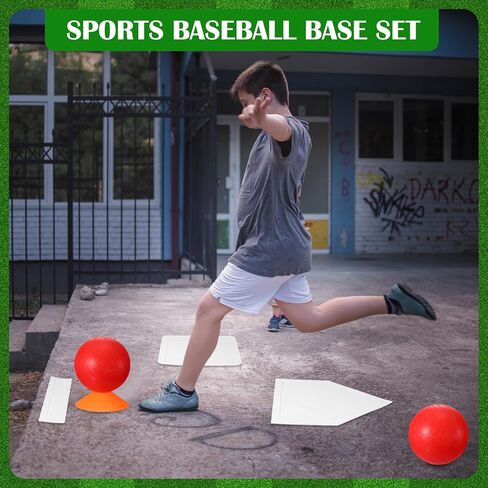 مجموعة Jenaai 12 قطعة من كرات البيسبول مع قواعد رمي قواعد البيسبول مع لوحة منزلية وقواعد مطاطية للإبريق لممارسة البيسبول مناسبة للملعب والفناء الخلفي ومضخة هواء ومخاريط خط كريهة in Kuwait