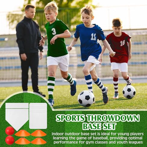 مجموعة Jenaai 12 قطعة من كرات البيسبول مع قواعد رمي قواعد البيسبول مع لوحة منزلية وقواعد مطاطية للإبريق لممارسة البيسبول مناسبة للملعب والفناء الخلفي ومضخة هواء ومخاريط خط كريهة in Kuwait