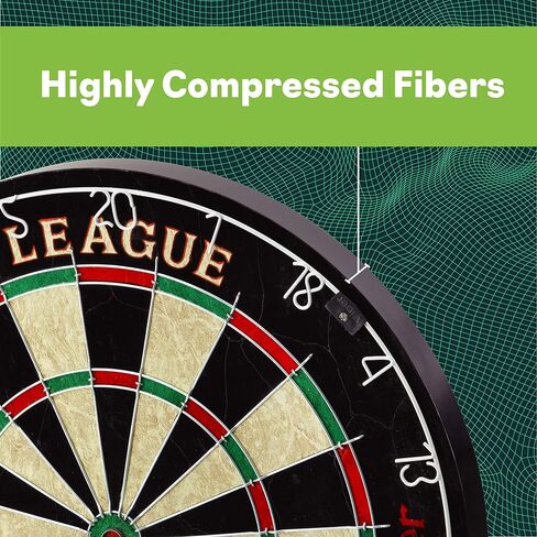 Viper League Regulation Bristle Steel Tip Dartboard Set with Staple-Free Bullseye, Galvanized Metal Thin Radial Spider Wire; High-Grade Compressed Sisal Board with Rotating Number Ring Extending Life in Saudi Arabia