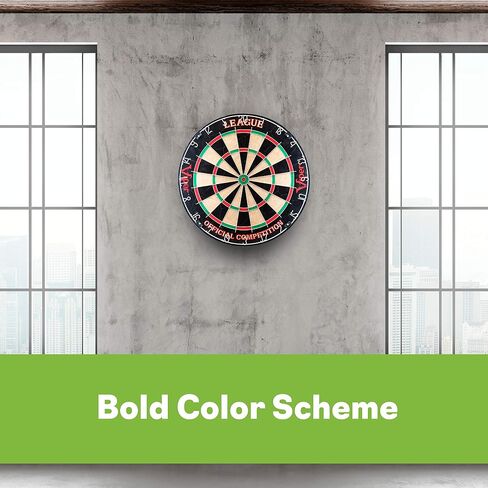 Viper League Regulation Bristle Steel Tip Dartboard Set with Staple-Free Bullseye, Galvanized Metal Thin Radial Spider Wire; High-Grade Compressed Sisal Board with Rotating Number Ring Extending Life in Saudi Arabia