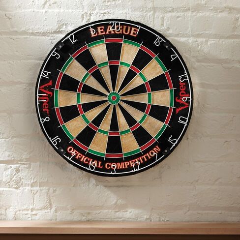 Viper League Regulation Bristle Steel Tip Dartboard Set with Staple-Free Bullseye, Galvanized Metal Thin Radial Spider Wire; High-Grade Compressed Sisal Board with Rotating Number Ring Extending Life in Saudi Arabia