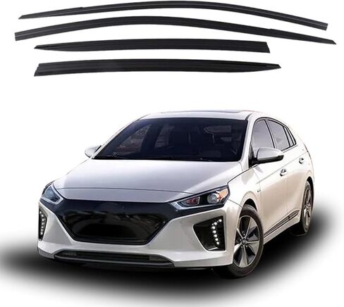 4 قطع من واقيات المطر المتينة الإضافية التي تناسب طراز 2016-2023 Hyundai Ioniq، وحارفات النوافذ، وأقنعة النوافذ (أسود دخاني) in Kuwait