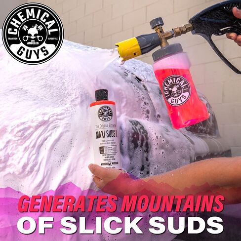 Chemical Guys CWS_101 Maxi-Suds II Foaming Car Wash Soap (Works with Foam Cannons/Guns or Bucket Washes) Safe for Cars, Trucks, Motorcycles, RVs & More, 128 fl oz (1 Gallon), Cherry Scent in Kuwait