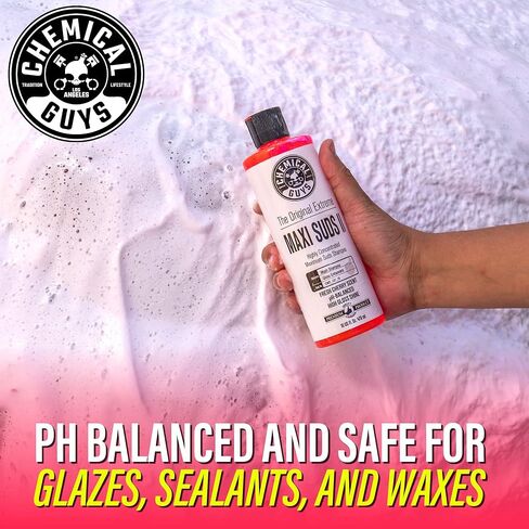 Chemical Guys CWS_101 Maxi-Suds II Foaming Car Wash Soap (Works with Foam Cannons/Guns or Bucket Washes) Safe for Cars, Trucks, Motorcycles, RVs & More, 128 fl oz (1 Gallon), Cherry Scent in Kuwait