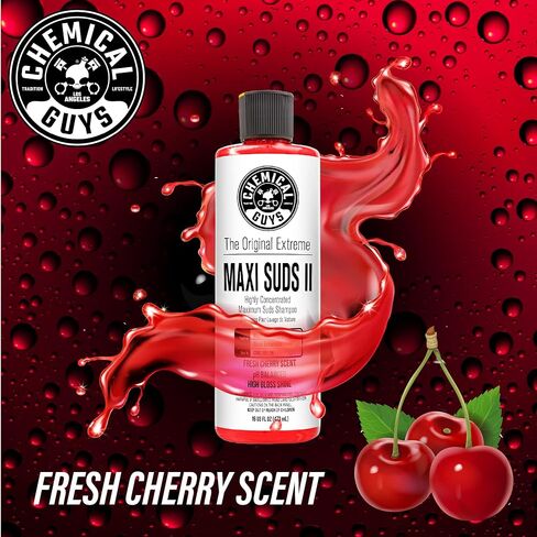 Chemical Guys CWS_101 Maxi-Suds II Foaming Car Wash Soap (Works with Foam Cannons/Guns or Bucket Washes) Safe for Cars, Trucks, Motorcycles, RVs & More, 128 fl oz (1 Gallon), Cherry Scent in Kuwait