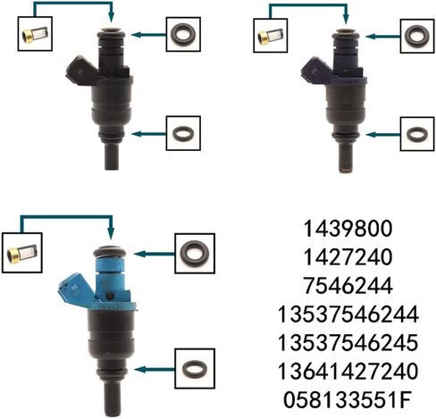 6pcs Fuel Injectors Seals Repair O-ring Kit for BMW E36 E39 E46 3 5 7 SERIES X3 X5 Z4 3.0 1439800 1427240 058133551F01-06 in Saudi Arabia