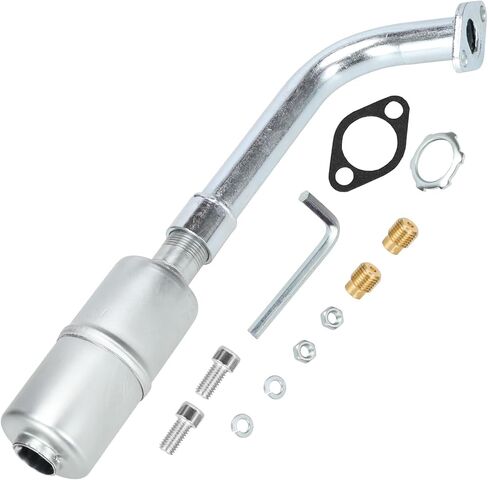 GREHUA ترقية طقم كاتم صوت ماسورة العادم مع درع الحرارة للمفترس 420cc 301cc 389cc 13hp 15hp GX270 GX340 GX390 Go Kart Mini Bike Performance Parts Golf Cart Mud Boats Lawnmower OHV Engine in Saudi Arabia