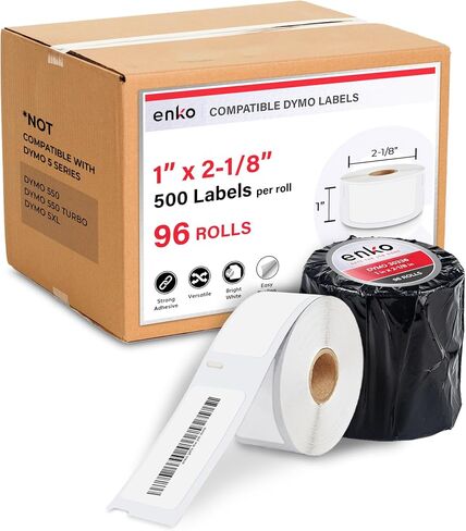 enKo متوافق مع ملصقات Dymo 30336 (1 × 2-1/8 بوصة) - 6 بكرات، 3000 ملصق لطابعة Dymo LabelWriter 450 Turbo و4XL - العنوان الحراري المباشر، ملصقات الشحن والرمز الشريطي in Kuwait