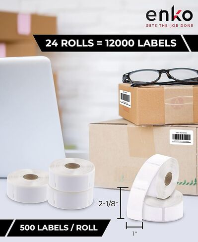 enKo متوافق مع ملصقات Dymo 30336 (1 × 2-1/8 بوصة) - 6 بكرات، 3000 ملصق لطابعة Dymo LabelWriter 450 Turbo و4XL - العنوان الحراري المباشر، ملصقات الشحن والرمز الشريطي in Kuwait
