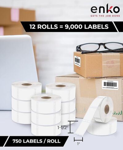 enKo متوافق مع ملصقات Dymo 30336 (1 × 2-1/8 بوصة) - 6 بكرات، 3000 ملصق لطابعة Dymo LabelWriter 450 Turbo و4XL - العنوان الحراري المباشر، ملصقات الشحن والرمز الشريطي in Kuwait