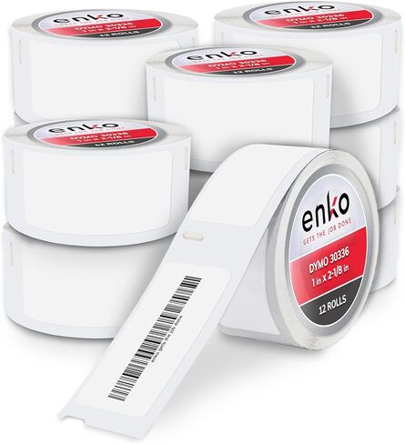 enKo Compatible for Dymo 30336 Labels (1" x 2-1/8") - 24 Rolls | 12,000 Labels for Dymo LabelWriter 450 Turbo Printer and 4XL - Blank White Direct Thermal Address, Shipping and Barcode Labels in Kuwait
