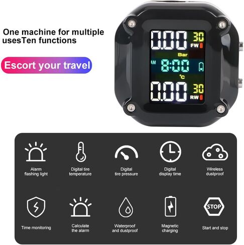 نظام تنبيه لمراقبة ضغط إطارات الدراجات النارية من ليبي، شاشة LCD، درجة حرارة إطار المحرك مع 2 مستشعر خارجي in Kuwait