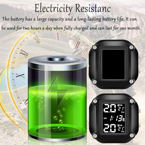 JRangelp نظام مراقبة ضغط الإطارات الرقمي للدراجات النارية، مقياس ضغط الإطارات اللاسلكي TPMS مع 7 أوضاع إنذار و2 أجهزة استشعار خارجية لمراقبة ضغط الإطارات ودرجة الحرارة في الوقت الحقيقي in Kuwait