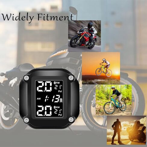 JRangelp نظام مراقبة ضغط الإطارات الرقمي للدراجات النارية، مقياس ضغط الإطارات اللاسلكي TPMS مع 7 أوضاع إنذار و2 أجهزة استشعار خارجية لمراقبة ضغط الإطارات ودرجة الحرارة في الوقت الحقيقي in Kuwait