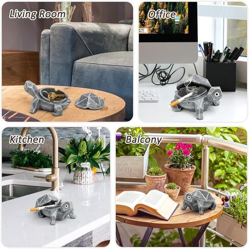 Ash Tray Outdoors/Indoors,Ashtray for Outside Patio、Porch Decor Home Cute Ashtray for Weed,Cool Turtle Ashtray with Lid Smell Proof, Resin Smokeless Ashtray for Cigarettes As Surprise Gift in Kuwait