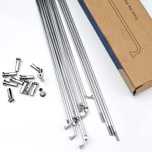 BaveL 36 قطعة 14G J Bend دراجة من الفولاذ المقاوم للصدأ (258 مم - 269 مم)، المتحدث دورة مع حلمات نحاسية، المتحدث الدراجة الجبلية غير القابل للصدأ، لMTB، Ebike، دراجات المدينة - استبدال / إصلاح المتحدث in Kuwait