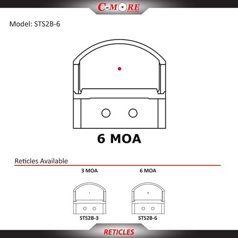 C-MORE Systems Micro Red Dot Sight STS2B، تكبير 1x، مصنوع من الألومنيوم بدرجة الطائرات، يضبط للرياح والارتفاع، فائق السطوع، مناسب لجميع الأحوال الجوية، مقاوم للماء، خفيف الوزن، أسود غير لامع in Saudi Arabia