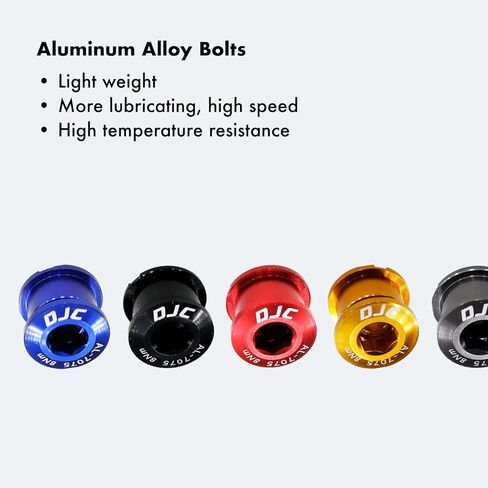DJC Bike Chainring Bolts Aluminum 5pcs in Pack, with M5 hex Wrench and Install Tool Wrench (Aluminum Golden, Single Chainring Bolts) in Saudi Arabia