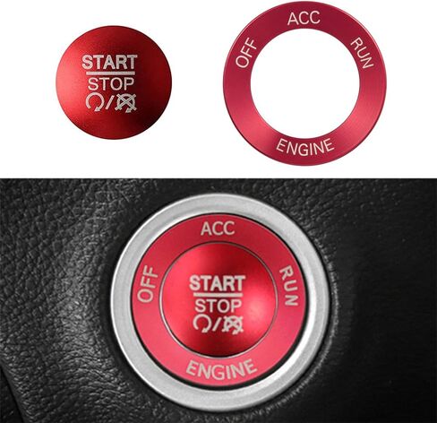 Push Start Stop Button Cover Trim for 2015-2021 Dodge Challenger Dodge RAM 1500 Dodge Charger, Aluminum Alloy, Red in Saudi Arabia