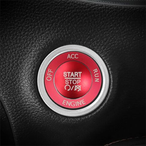 Push Start Stop Button Cover Trim for 2015-2021 Dodge Challenger Dodge RAM 1500 Dodge Charger, Aluminum Alloy, Red in Saudi Arabia