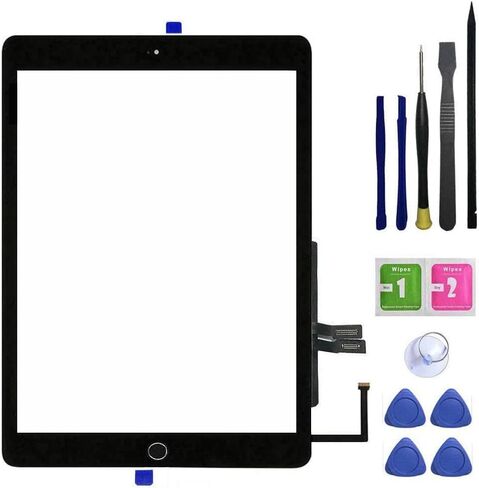 for iPad 6 2018 6th Genreation A1893 A1954 Touch Sreen Digitizer Glass Replacement-Includes Home Button+Camera Holder+PreInstalled Adhesive+Tools kit (Black) in Kuwait