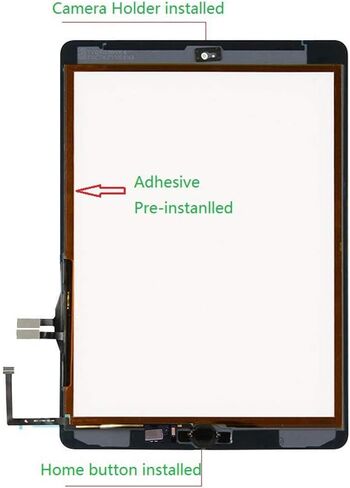 for iPad 6 2018 6th Genreation A1893 A1954 Touch Sreen Digitizer Glass Replacement-Includes Home Button+Camera Holder+PreInstalled Adhesive+Tools kit (Black) in Kuwait